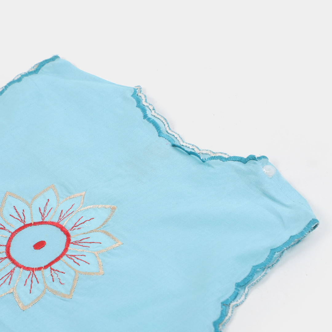 Infant Cotton Jhabla Emb  - LIGHT BLUE