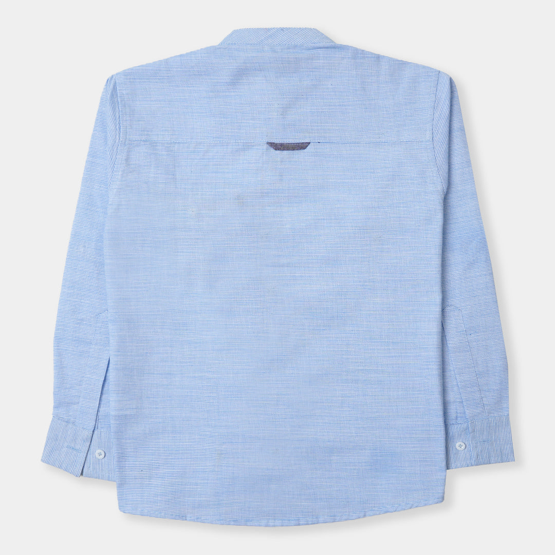 Boys Casual Shirt Patch Pocket - LIGHT BLUE