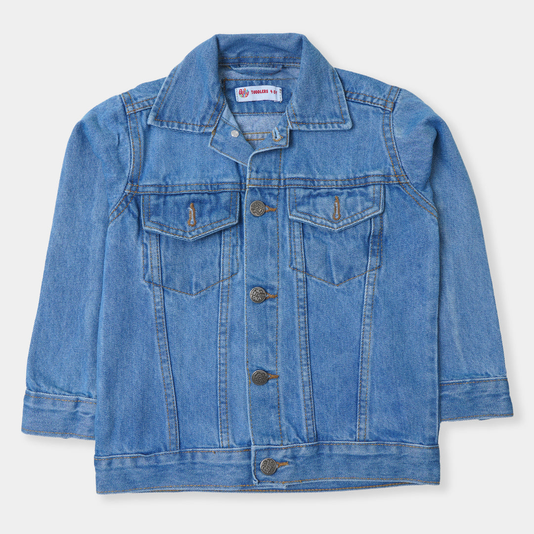 Boys Denim Jacket Mix Appliques - Ice Blue