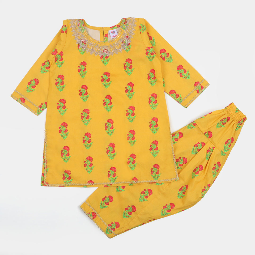 Girls 2Pcs Fancy Golden Neck - Yellow