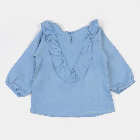 Girls Top Denim Emb - LIGHT BLUe