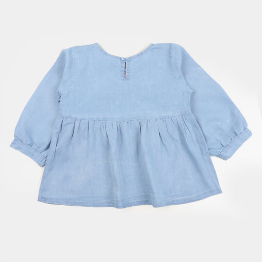 Girls Top Denim Emb F02 - LIGHT BLUE