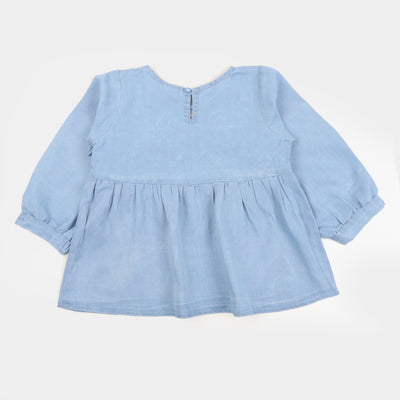 Girls Top Denim Emb F02 - LIGHT BLUE