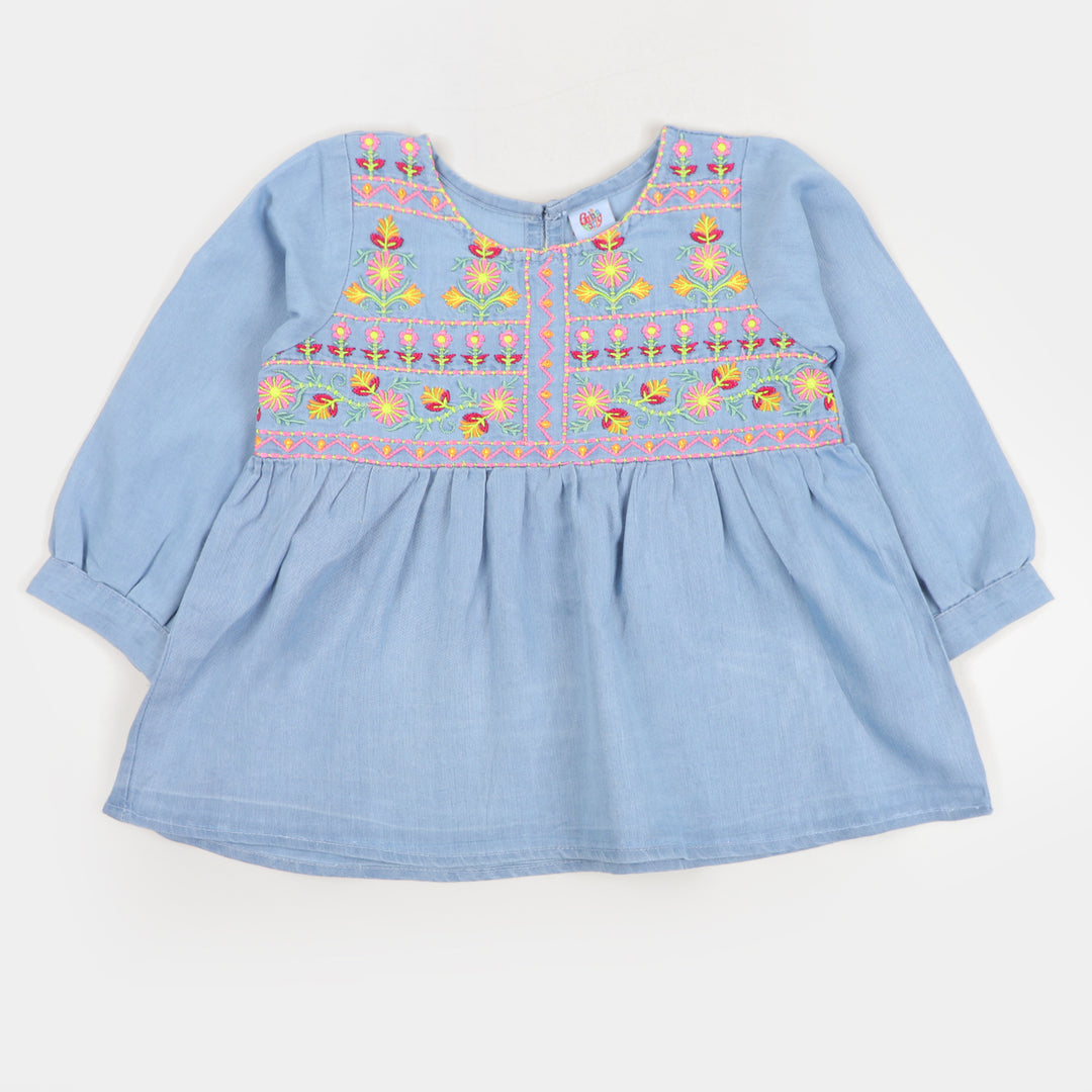 Girls Top Denim Emb F02 - LIGHT BLUE