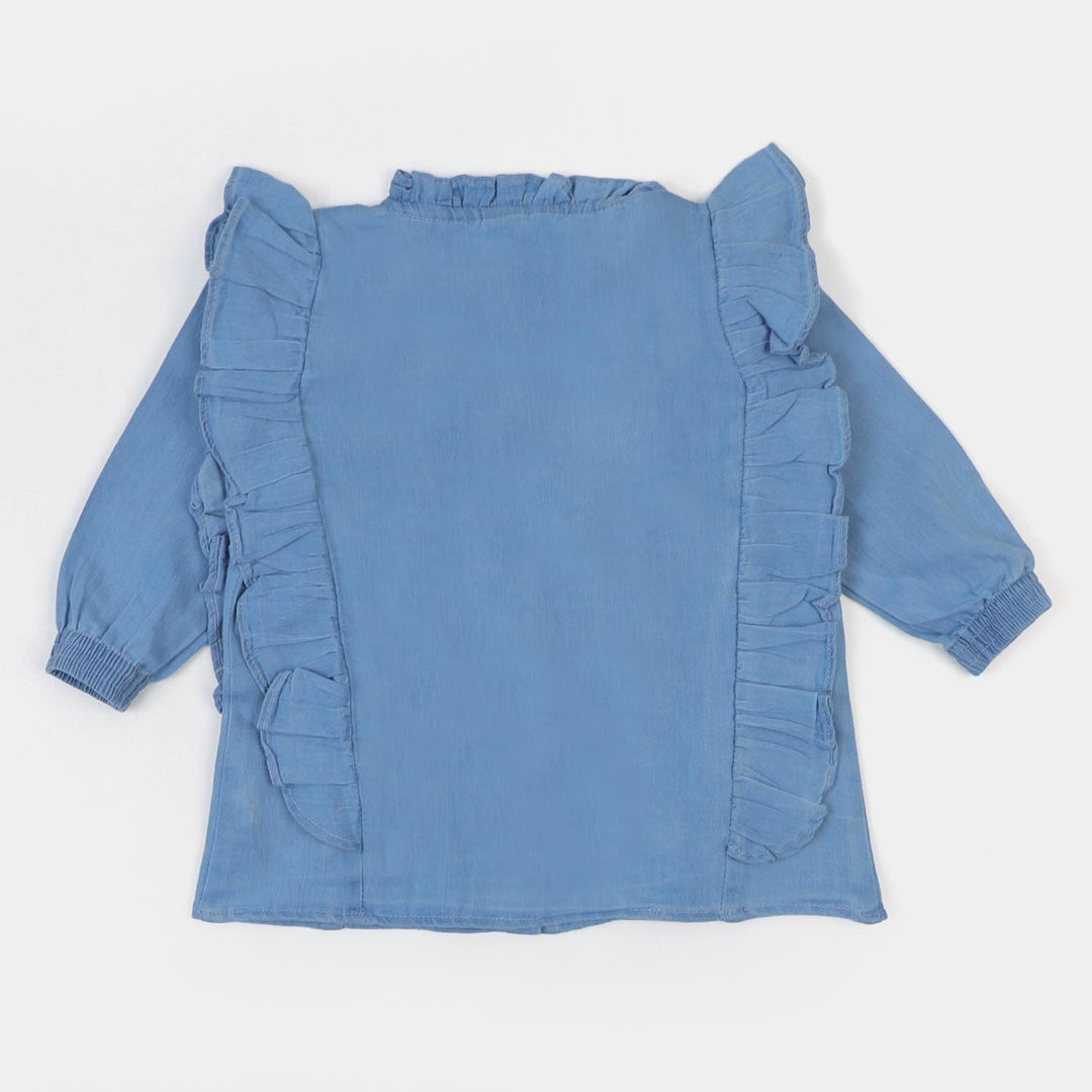 Girls Top Denim Emb - LIGHT BLUE