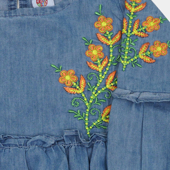 Girls Top Denim Embroidered - LIGHT BLUE