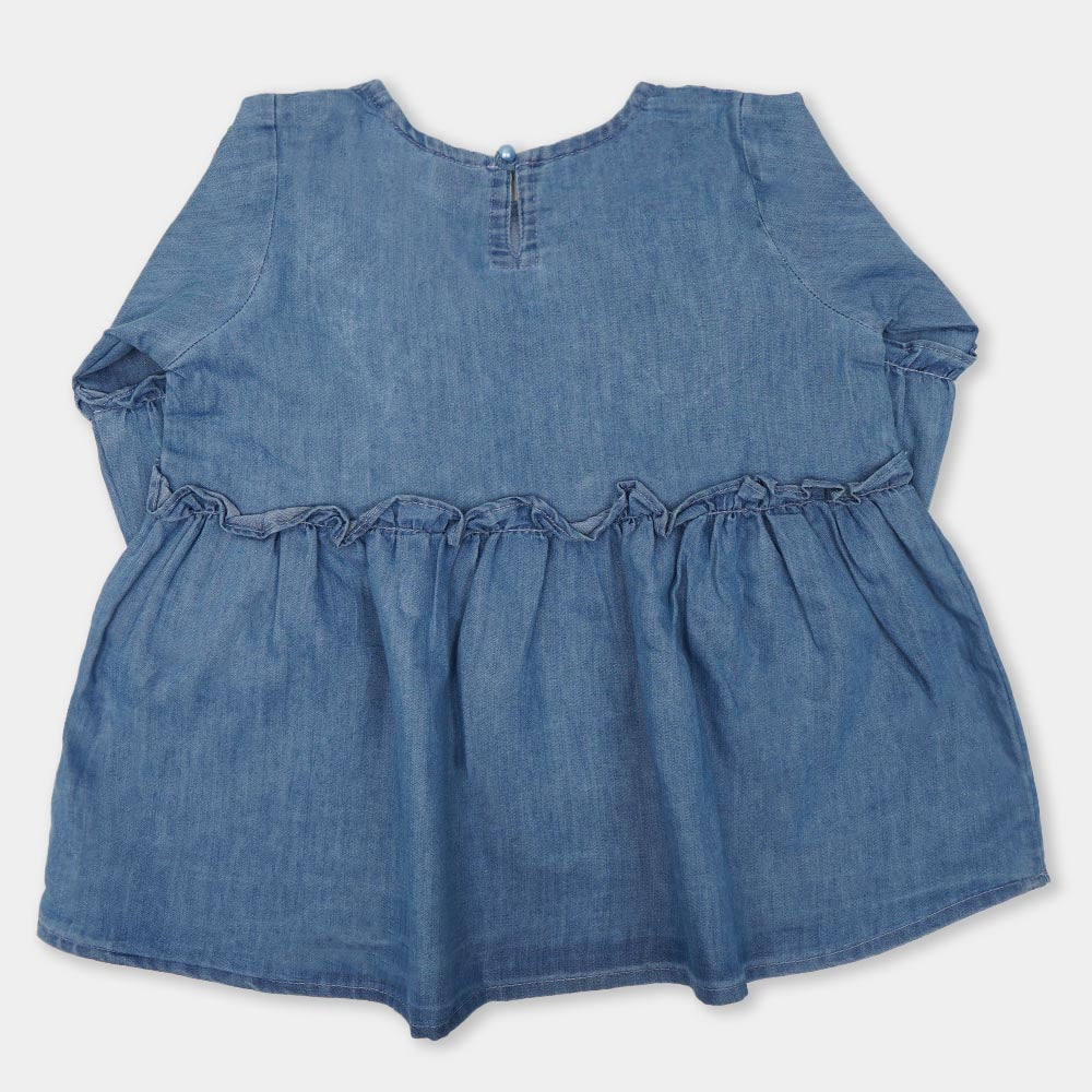 Girls Top Denim Embroidered - LIGHT BLUE