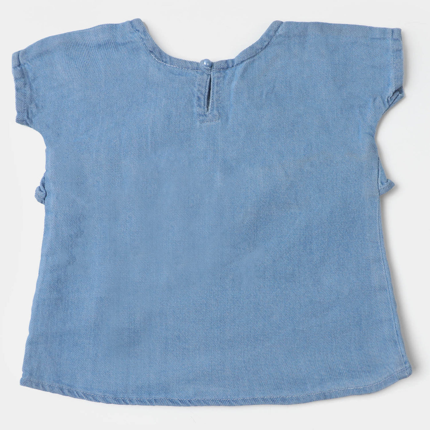 Infant Girls Denim Top EMB Flowers | Ice Blue