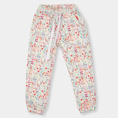Girls Jegging Cotton Leaves - Printed