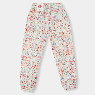 Girls Jegging Cotton Leaves - Printed