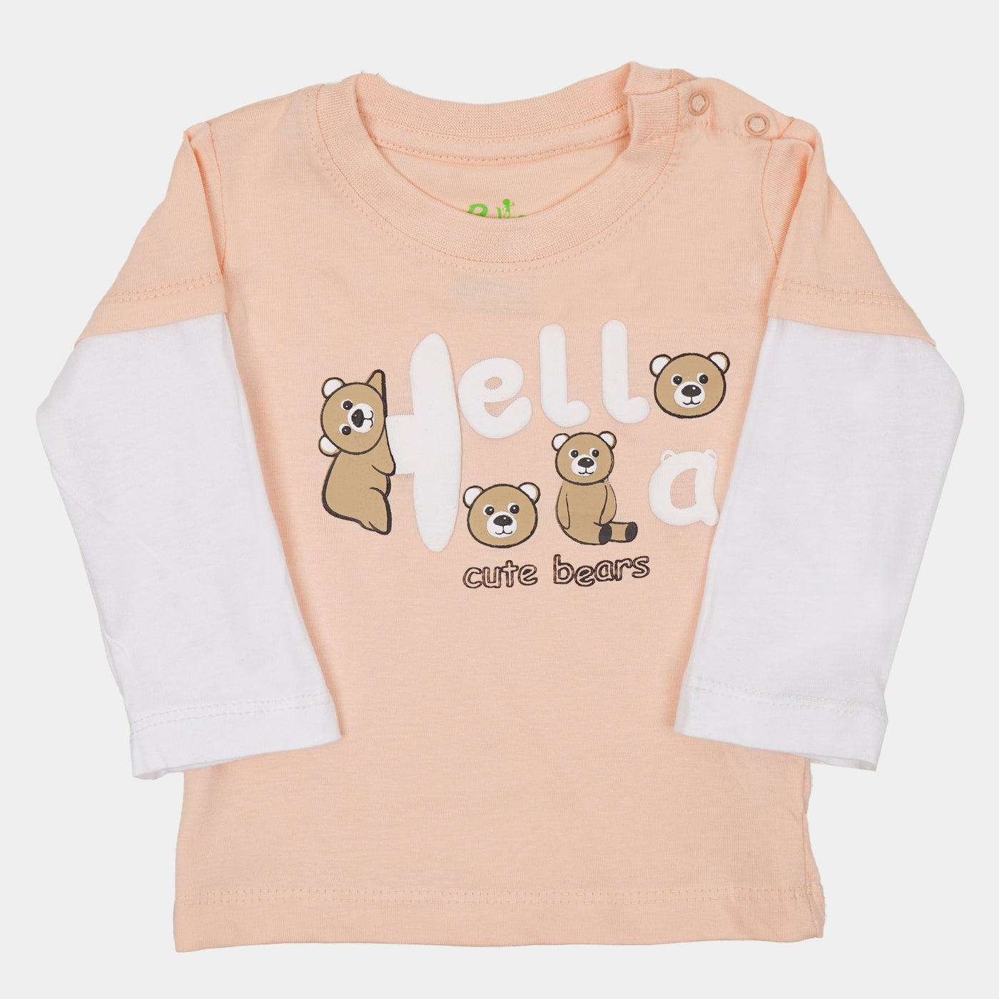 Infant Girls T-Shirt Hello Bear - Pale Peach