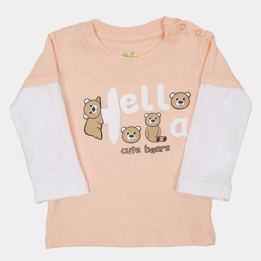 Infant Girls T-Shirt Hello Bear - Peach