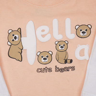 Infant Girls T-Shirt Hello Bear - Pale Peach