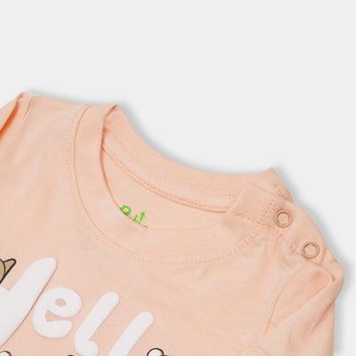 Infant Girls T-Shirt Hello Bear - Peach