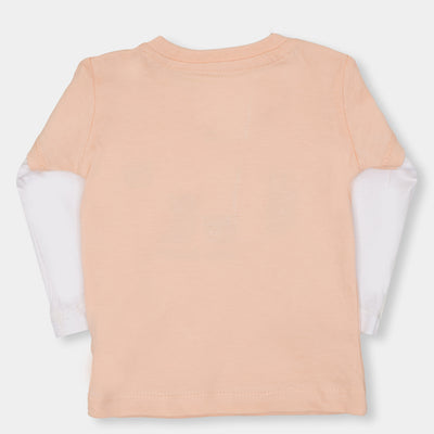 Infant Girls T-Shirt Hello Bear - Peach