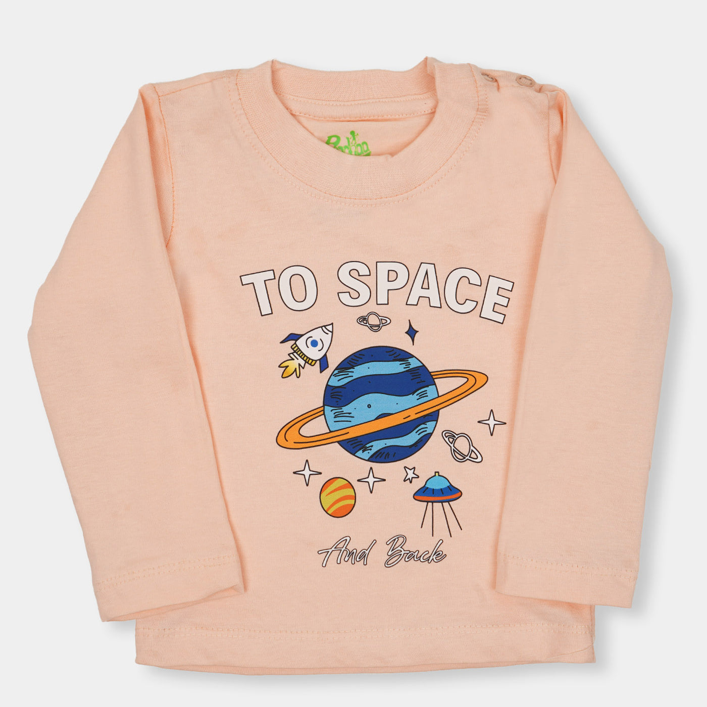 Infant Girl T-Shirt To Space - Pale Peach
