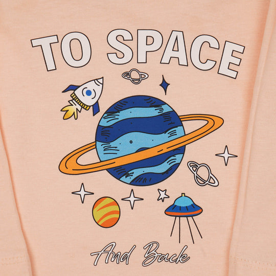 Infant Girl T-Shirt To Space - Pale Peach