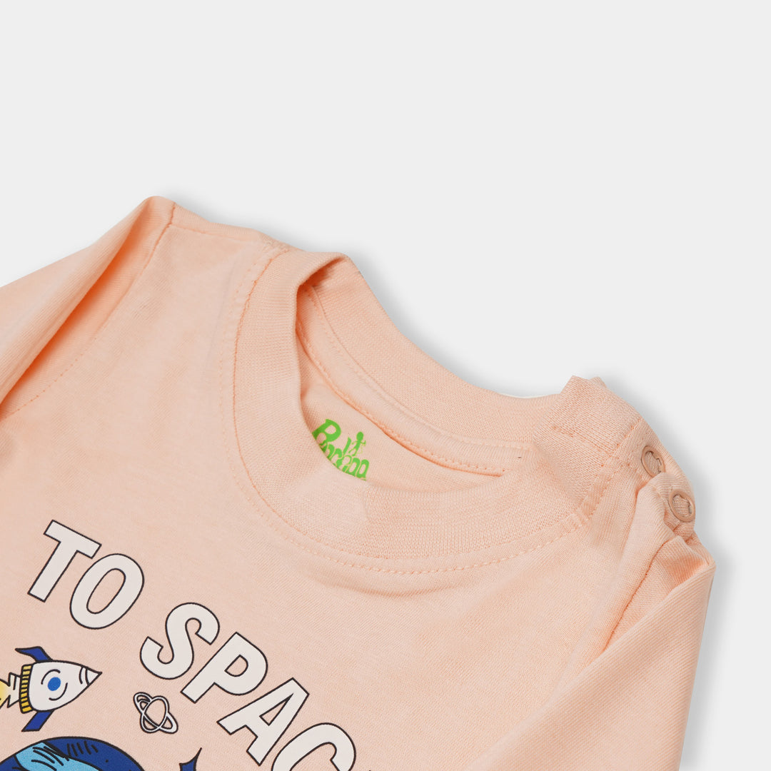 Infant Girl T-Shirt To Space - Pale Peach