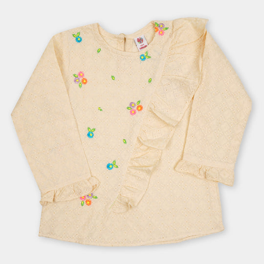 Girls EMB Top Chicken Garden - Cream