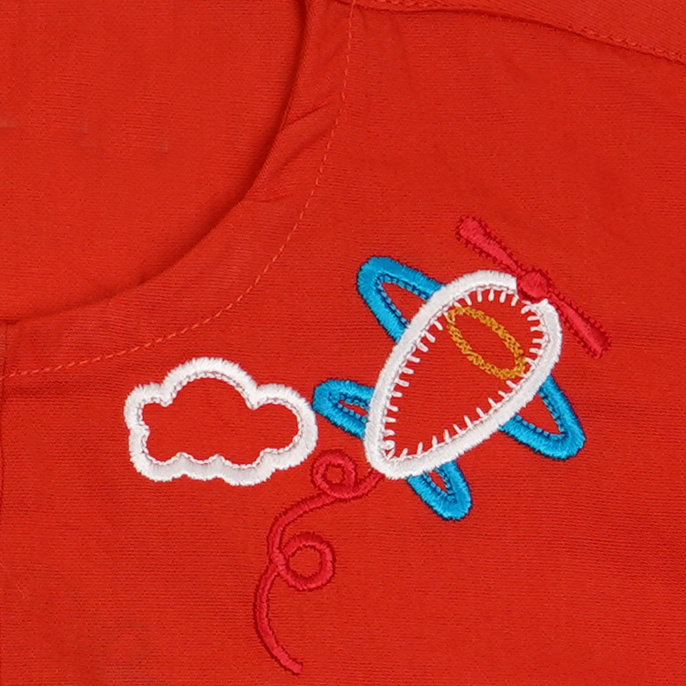 Infant Boys Embroidered Kurta Aeroplan-Cherry