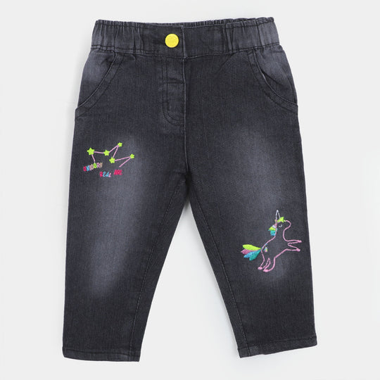 Infant Girls Pant Denim Character - BLACK