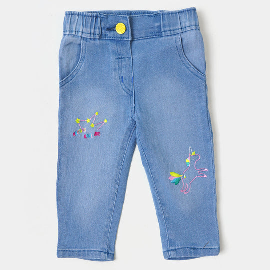 Infant Girls Pant Denim Character - Ice Blue