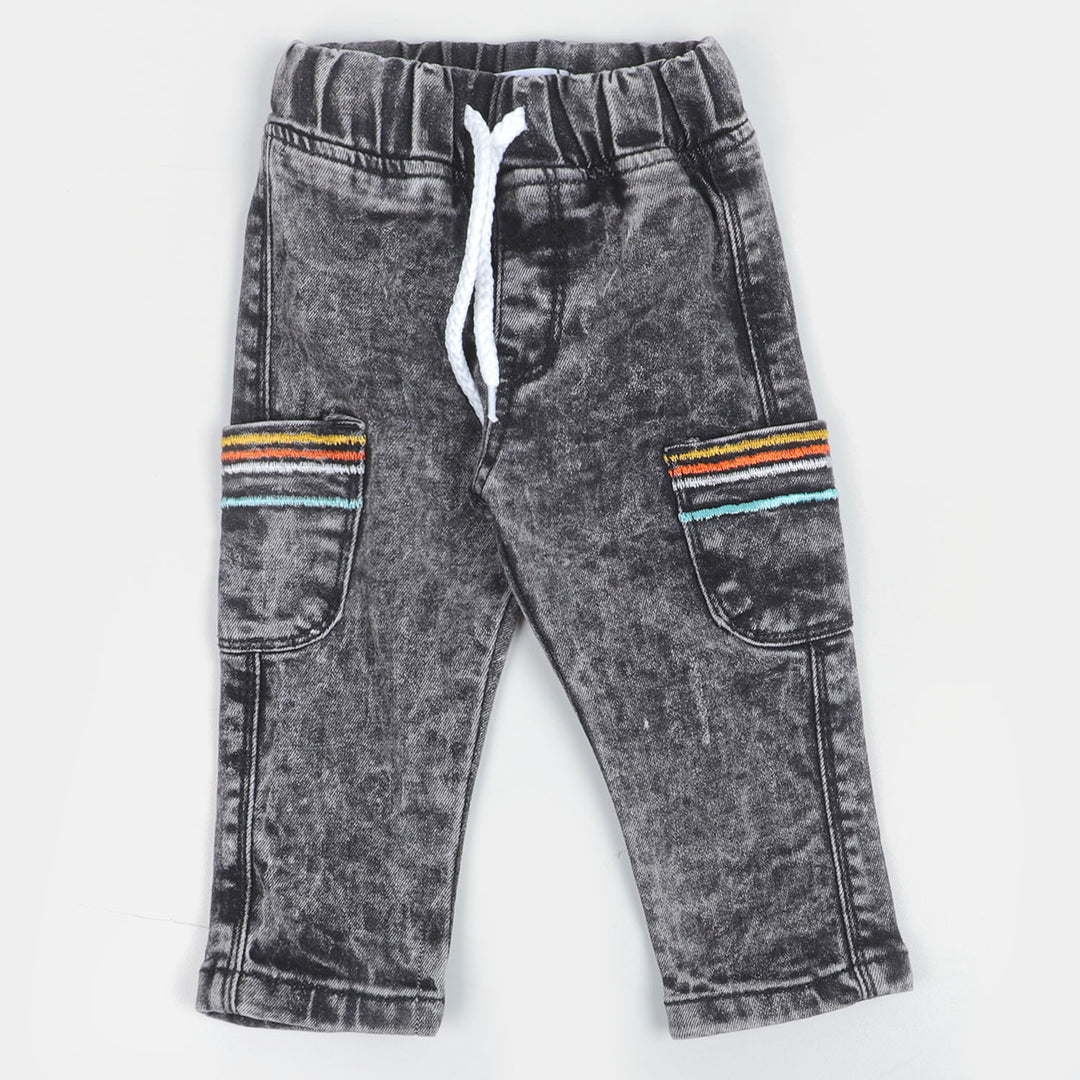 Infant Boys Pant Denim Pocket EMB-BLACK