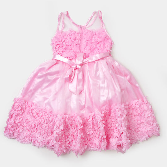 Girls Fancy Frock Flower Brosch - Pink