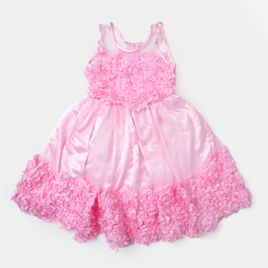 Girls Fancy Frock Flower Brosch - Pink