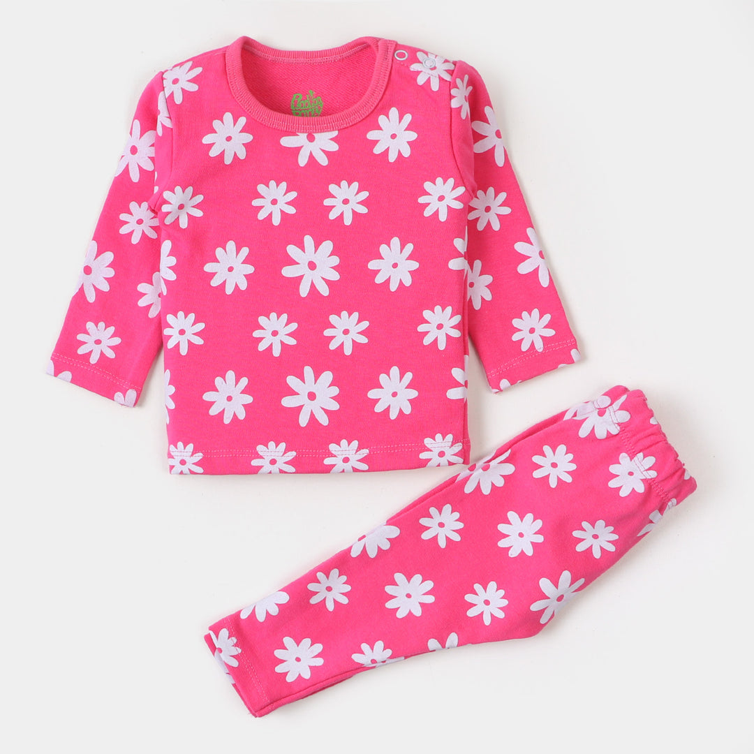 Infant Girls Knitted Suit Floral-Pink