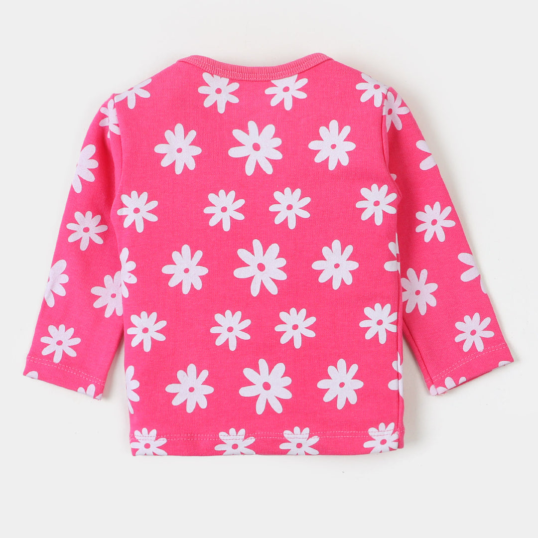 Infant Girls Knitted Suit Floral-Pink