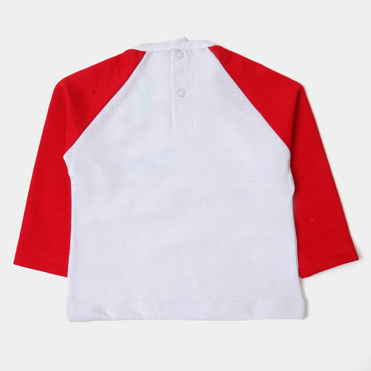 Infant Boys Knitted Suit Tractor - Red