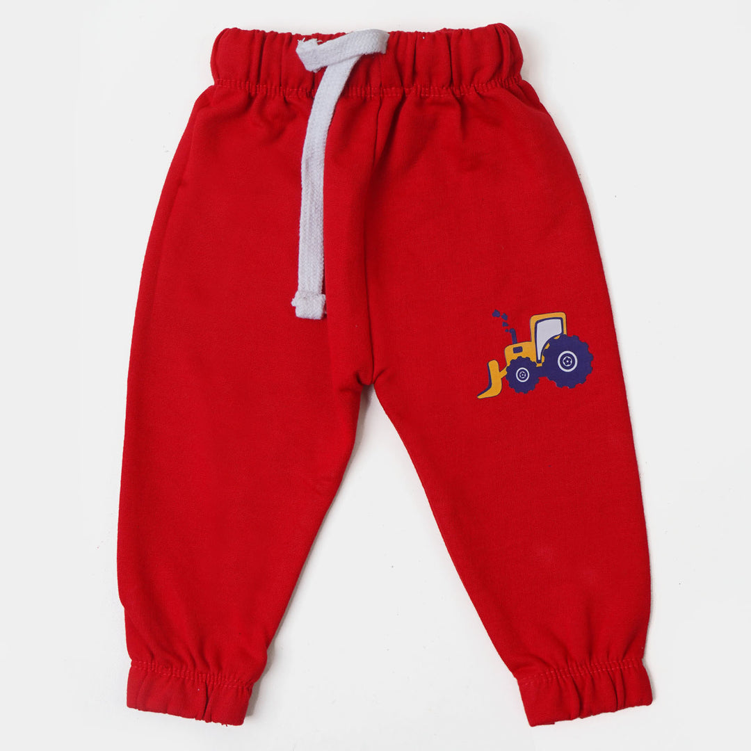 Infant Boys Knitted Suit Tractor - Red