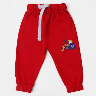 Infant Boys Knitted Suit Tractor - Red
