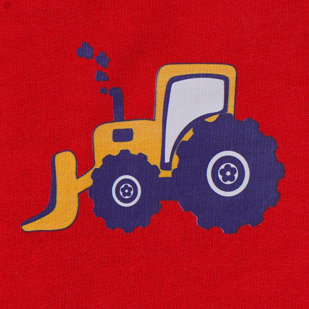 Infant Boys Knitted Suit Tractor - Red