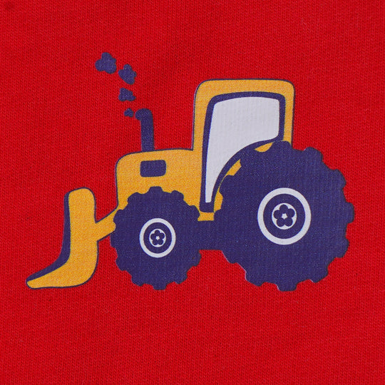 Infant Boys Knitted Suit Tractor - Red
