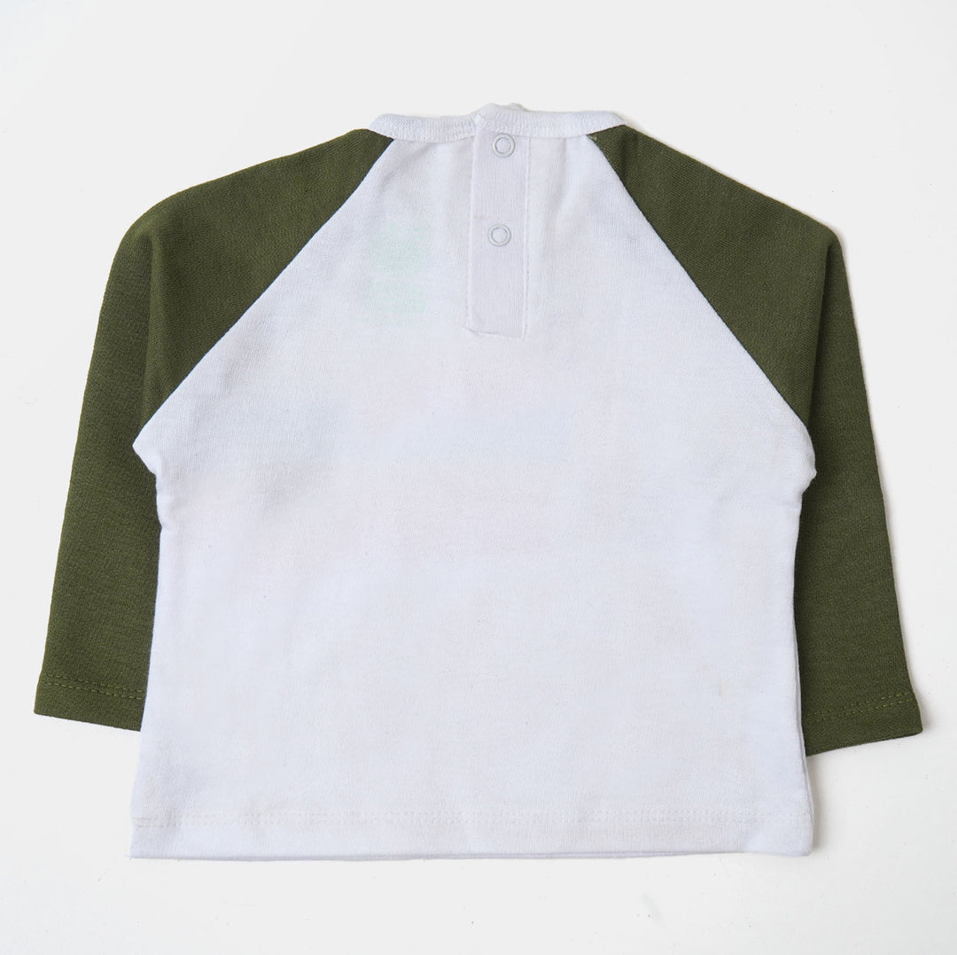 Infant Boys Knitted Suit Tractor - Olive Green/White