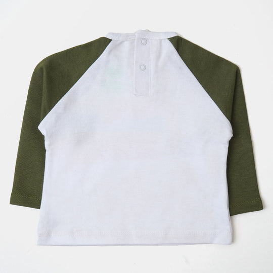 Infant Boys Knitted Suit Tractor - Olive Green/White
