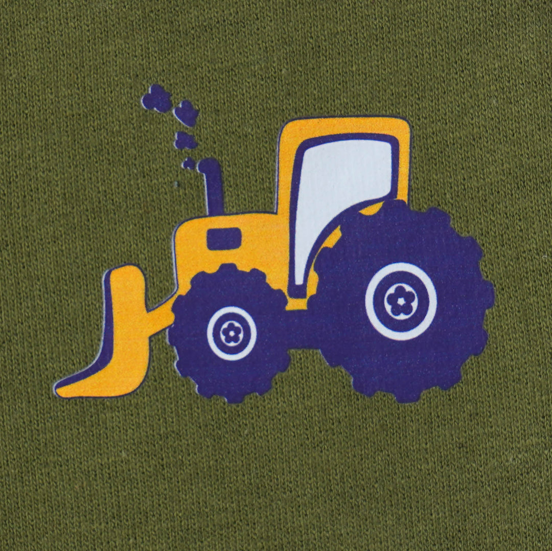 Infant Boys Knitted Suit Tractor - Olive Green/White