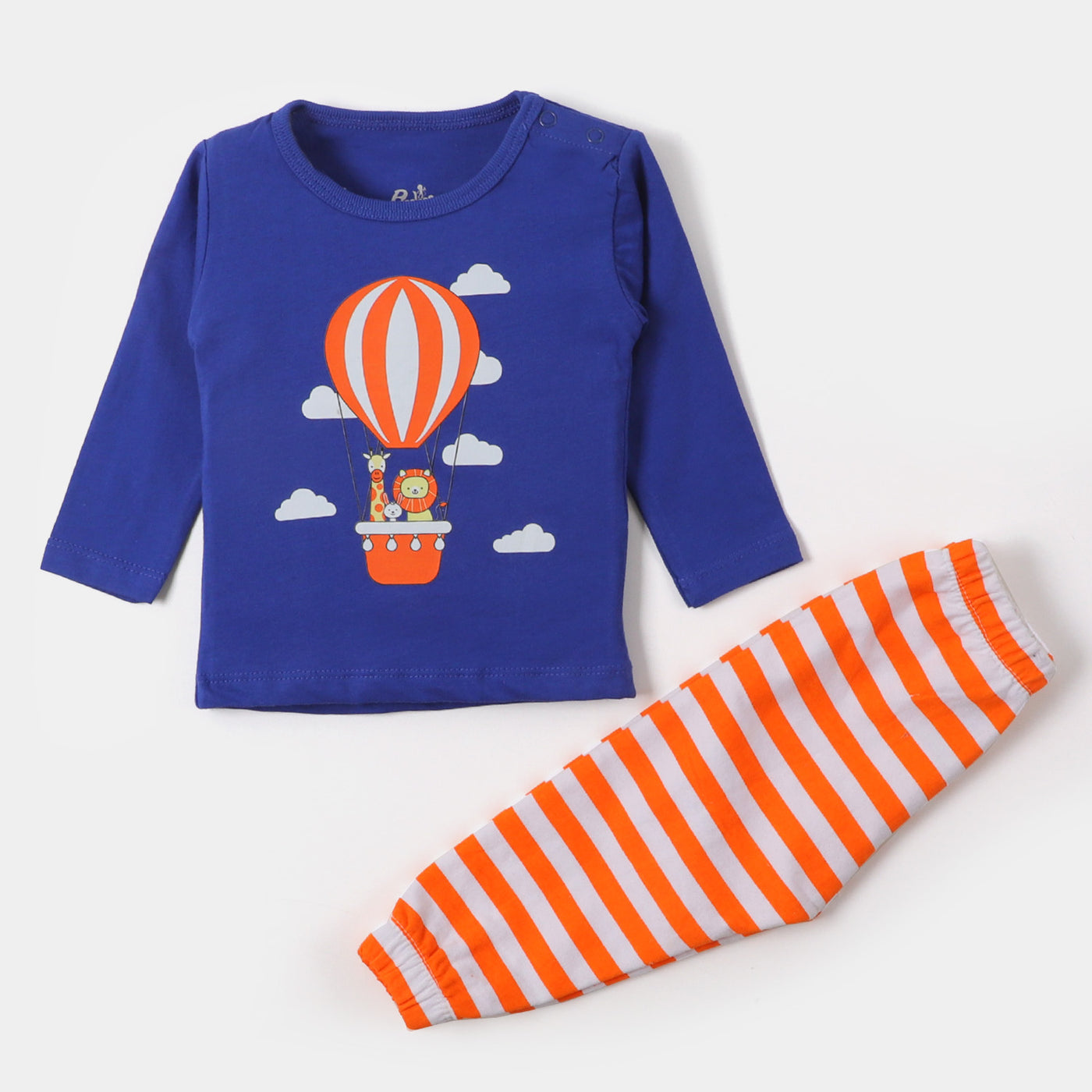 Infant Boys Knitted Suit Balloon - Navy Blue /Orange