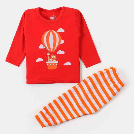 Infant Boys Knitted Suit Balloon- Red