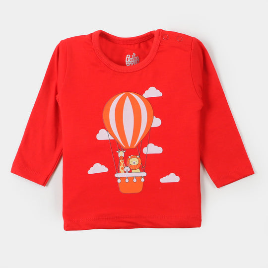 Infant Boys Knitted Suit Balloon- Red