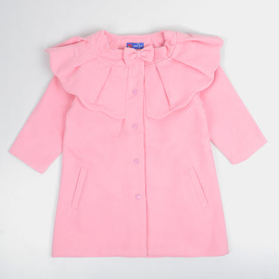 Girls Woolen Trench Coat - Pink