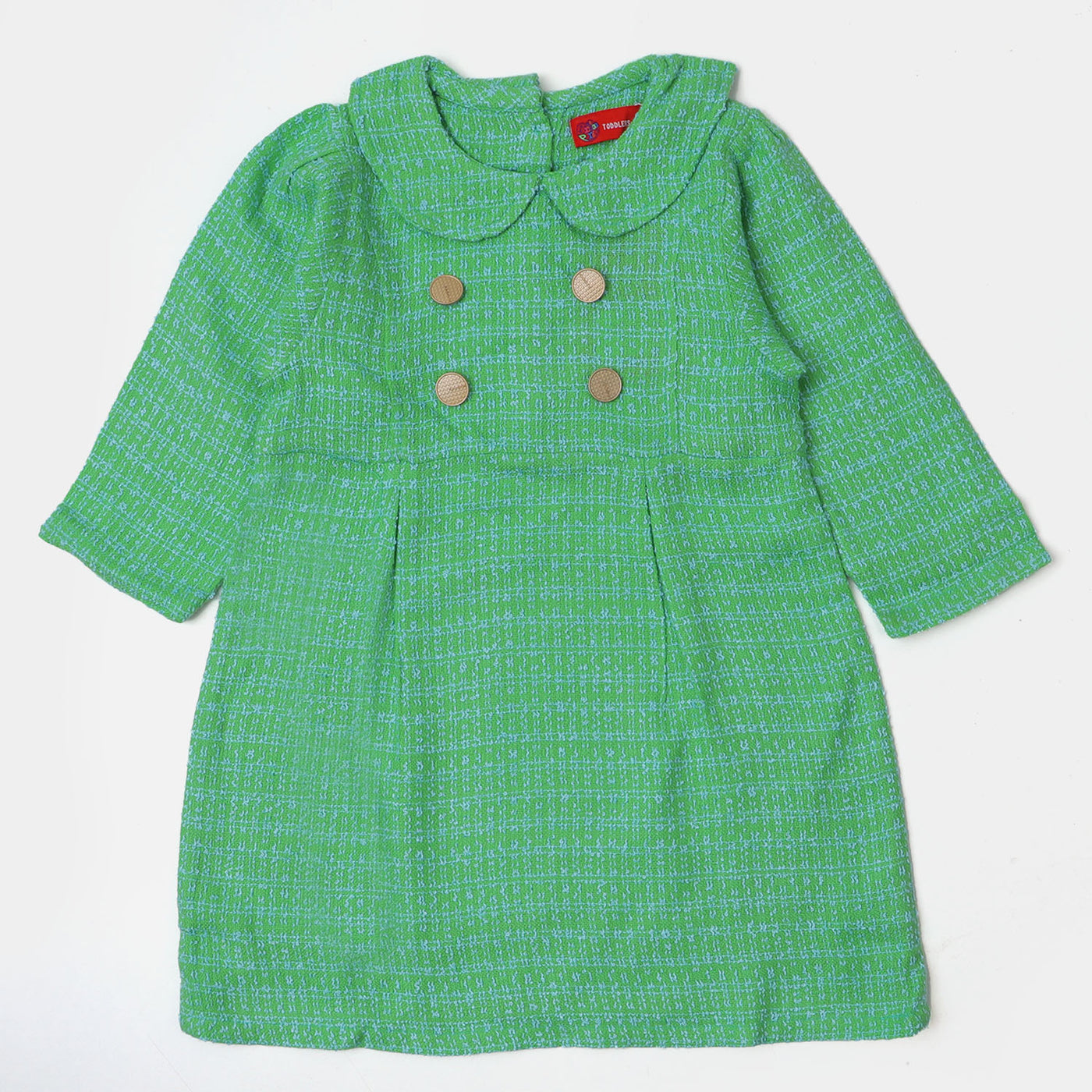 Knitted Girls Trench Coat - Green