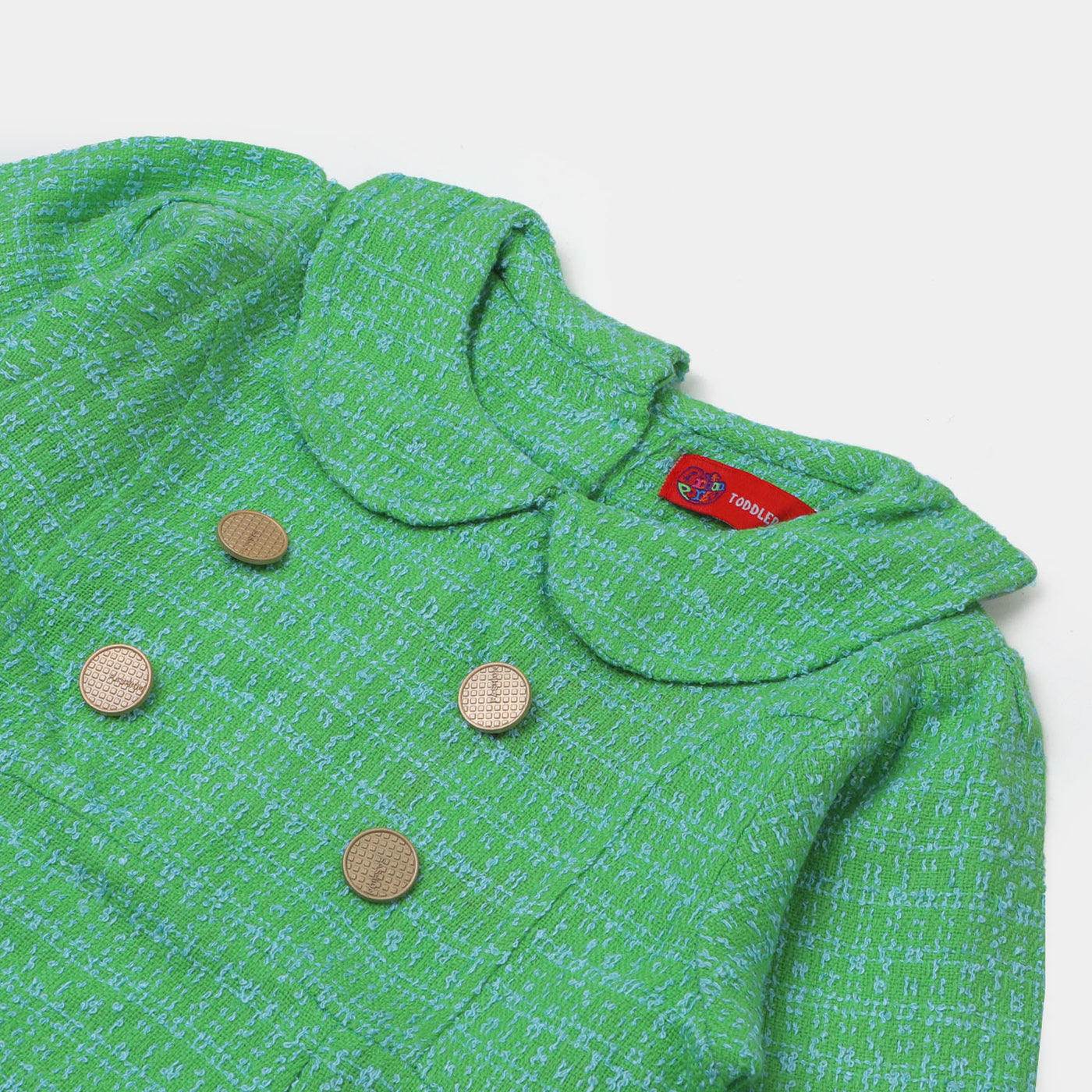 Knitted Girls Trench Coat - Green