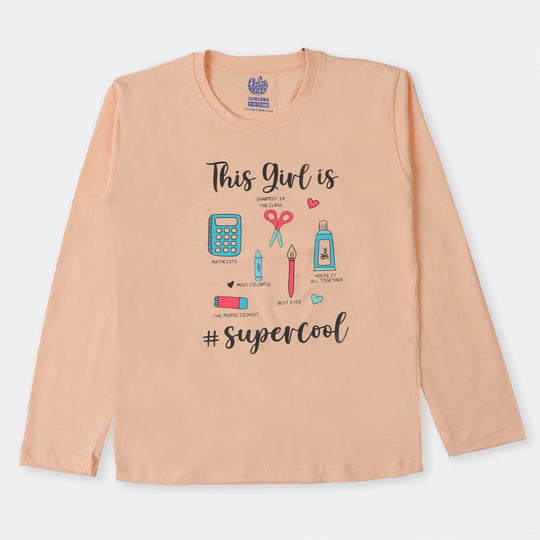 Girls T-Shirt F/S Super Cool - Pale Peach