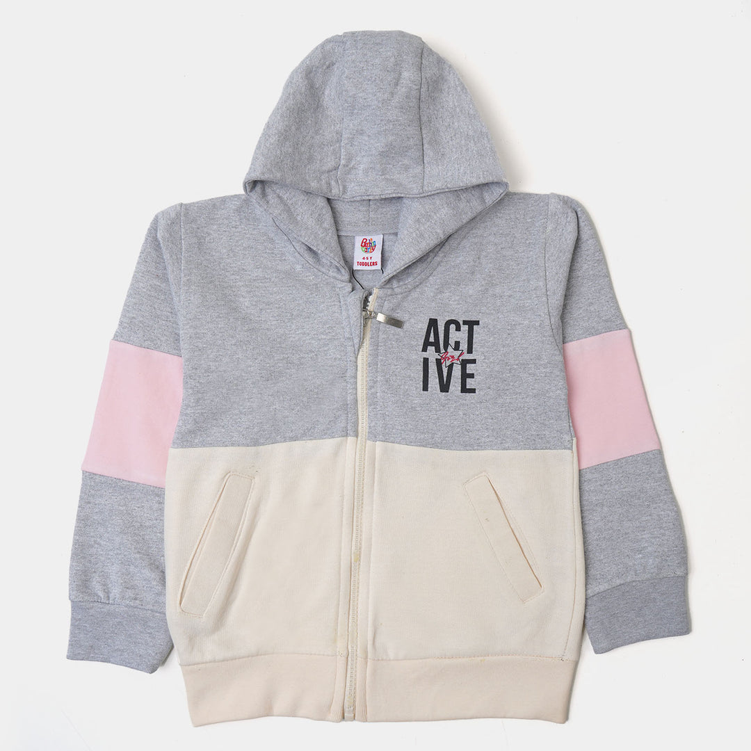 Girls Hooded Knitted Jacket Active - Grey