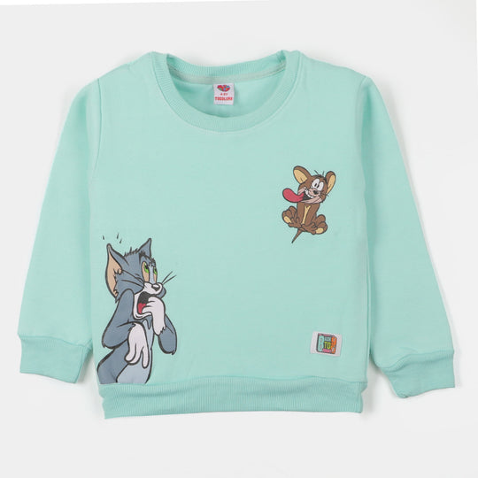 Boys Sweatshirt Cartoon Characters - Sea Green