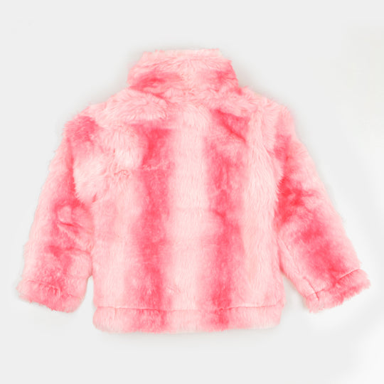 Girls Knitted Fur Jacket - Pink