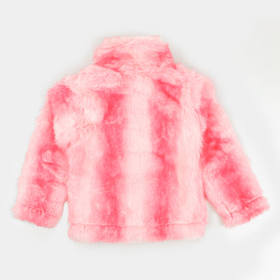 Girls Knitted Fur Jacket - Pink